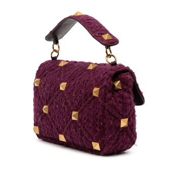 Pre-owned Valentino Large Knit Roman Stud Satchel FHQWE5QYFW4YE668