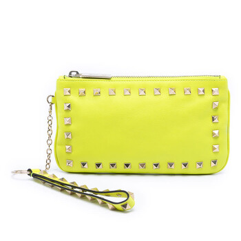 Pre-owned Valentino Leather Rockstud Wristlet Pouch TV G 149VIT1