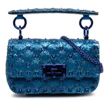 Pre-owned Valentino Mini Glitter Rockstud Spike Satchel Ladies 47EP15MDT31XKU4Y