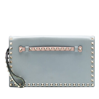 Pre-owned Valentino Tricolor Rockstud Wristlet Clutch BG1399NWB3 Pre-owned Valentino Tricolor Rockstud Wristlet Clutch BG1399NWB3