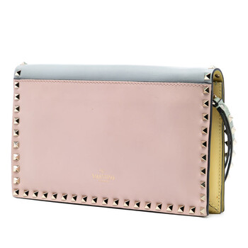 Pre-owned Valentino Tricolor Rockstud Wristlet Clutch BG1399NWB3