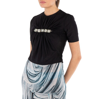 Gem-Embellished Draped-Effect Haut Top