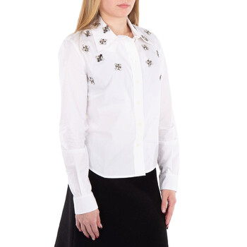 Haut Floral-Embellished Poplin Shirt, Brand Size 36 ( US Size 4 )