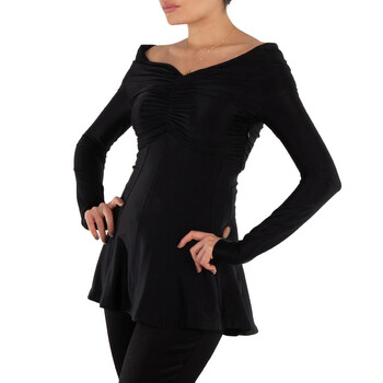 Ladies Black Ruched Off-Shoulder Flared Top, Brand Size 36 (US Size 4)