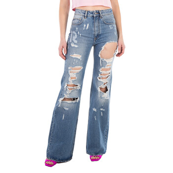 デニム・ジーパン ZIMMERMANN Woman Jeans Blue 0426PF241 NEPTUNE Zimmermann Illustration Barrel Cotton Denim Jeans, Waist