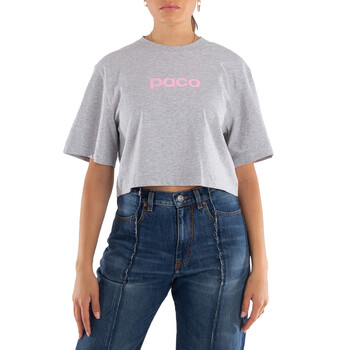 Logo Print Cropped Cotton T-Shirt