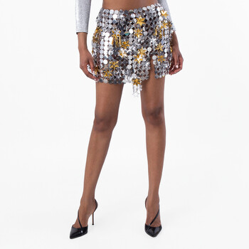 Womens Mixed Metal Mini Skirt 23AIJU431PS0427-SILVER / GOLD