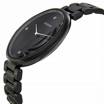 Montre Rado Esenza Unisexe - Boîtier Ovale 41mm, Cornes 33mm - Bracelet Cuir Noir - Quartz