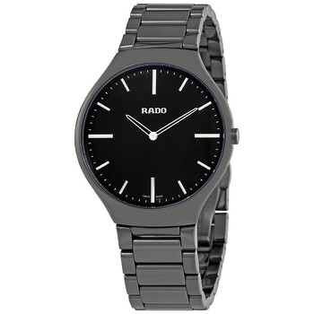 True Black Dial Platinum-tone Ceramic Men's Watch R27955152