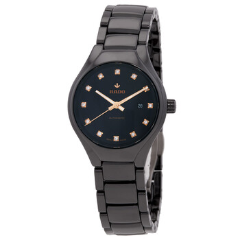 True Round Automatic Diamond Black Dial Ladies Watch R27242732