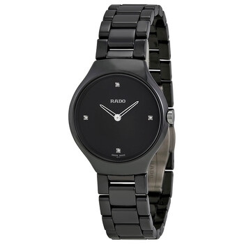 True Thinline Black Dial Black Ceramic Ladies Watch R27742712