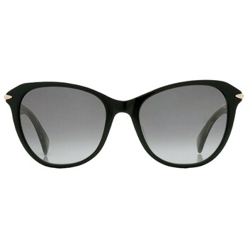 Rag & Bone RNB1056S Womens Plastic Sunglass 807WJ Black 57-14 Gray Polarized Rag and Bone Polarized Grey Browline Ladies Sunglasses  main image 3