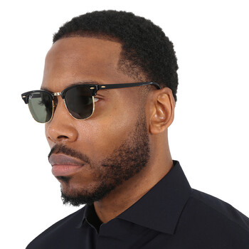 Clubmaster Classic Polarized Green Classic G-15 Square Unisex Sunglasses RB3016 901/58 49