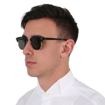 Clubmaster Classic Polarized Green Classic G-15 Square Unisex Sunglasses RB3016 901/58 51