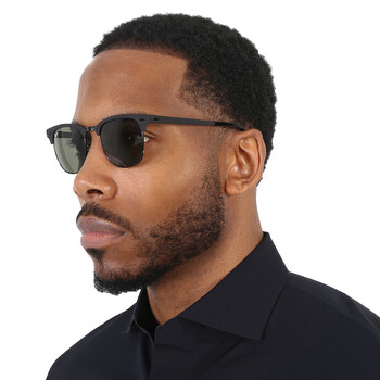 Clubmaster Metal Polarized Green Classic G-15 Unisex Sunglasses RB3716 186/58 51