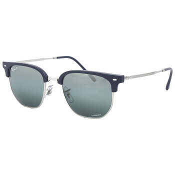 New Clubmaster Polarized Blue Mirrored Unisex Sunglasses RB4416 6656G6 51