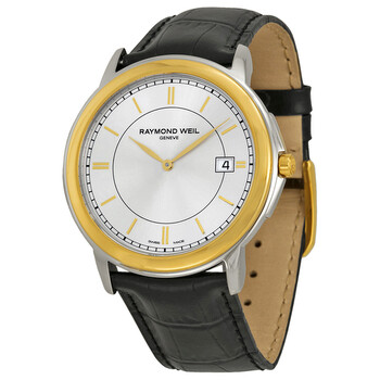 Tradition Silver Dial Black Leather Men's Watch 54661-SGC-65001