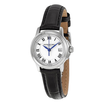 Tradition White Dial Black Leather Ladies Watch 5378-STC-00300