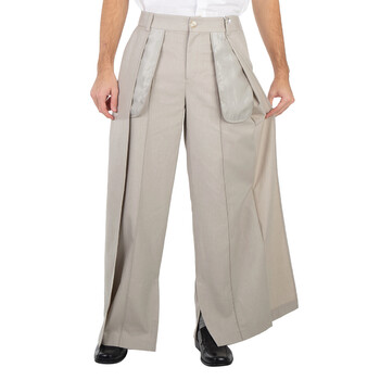 Fendi Grain De Poud Pleated Panel Wool Pants, Brand Size 40