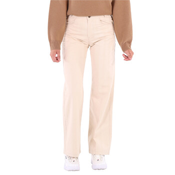 パンツ BALENCIAGA PANTS (720226TNQ13 9799) Balenciaga Velvet Stretch Wide-Leg Trousers In Desert Beige
