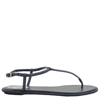 サンダル・ミュール by FAR SS22 CECE THONG SANDALS (22CRCECPIGRL_PI) By Far Ladies Deep Blue Cece Sandals, Brand Size 35 ( US