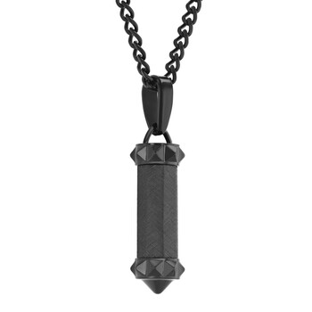 Stainless Steel Textured with Black Finish Barrel Pendant Stainless Steel Textured with Black Finish Barrel Pendant