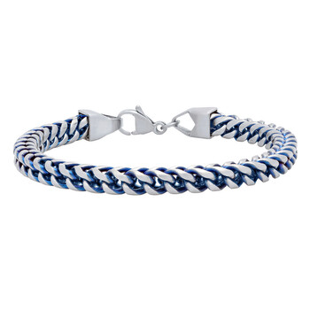 Stainless Steel White and Blue Men's Franco Chain TS13833