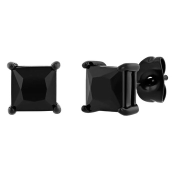 Stainless Steel with Black Finish Square Spinel Earrings Stainless Steel with Black Finish Square Spinel Earrings