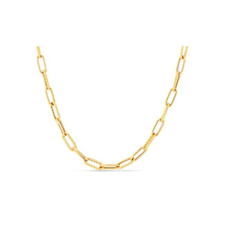 18k Alternating Polished And Fluted Fine Paperclip Link 17" Chain 5310168AY170 18k Alternating Polished And Fluted Fine Paperclip Link 17" Chain 5310168AY170
