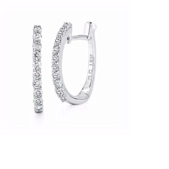 18K White Gold 0.20 ct Diamond Pave Huggie Earrings 12mm wide 18K White Gold 0.20 ct Diamond Pave Huggie Earrings 12mm wide