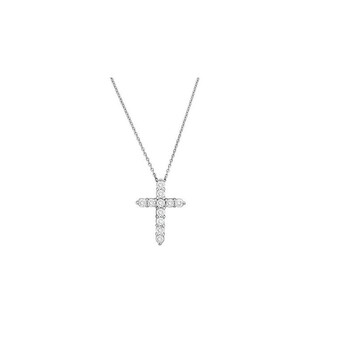 18K White Gold Large Diamond Square Cross Pendant Necklace 18K White Gold Large Diamond Square Cross Pendant Necklace