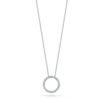 18K White Gold Small Diamond Open Circle Pendant Necklace 18K White Gold Small Diamond Open Circle Pendant Necklace
