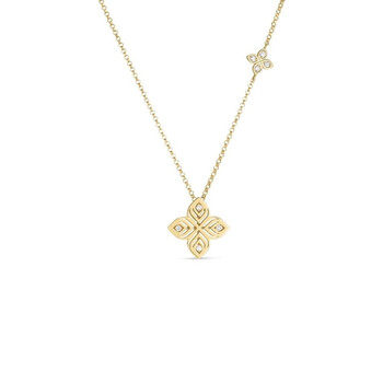 18K Yellow Gold Arabesque Medium Diamond Flower Necklace - 7773650Ay17x 18K Yellow Gold Arabesque Medium Diamond Flower Necklace - 7773650Ay17x