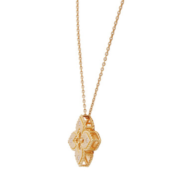 18K Yellow Gold Petite Venetian Princess Satin Flower Pendant With Diamond Accent 18K Yellow Gold Petite Venetian Princess Satin Flower Pendant With Diamond Accent