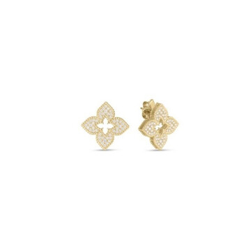 18K WG VENETIAN PRINCESS DIAMOND OUTLINE FLOWER MEDIUM STUD EARRINGS main image 0