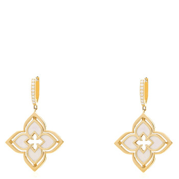 18K Yellow Gold Venetian Princess Pirouette Diamond & Mother Of Pearl Flower Drop Earrings 8883468AYERXP 18K Yellow Gold Venetian Princess Pirouette Diamond & Mother Of Pearl Flower Drop Earrings 8883468AYERXP