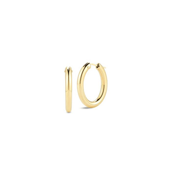 18kt Gold Medium Round Hoop Earrings 25x22mm 18kt Gold Medium Round Hoop Earrings 25x22mm