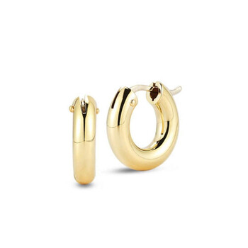 18kt Yellow Gold Small Wide Hoop Earrings - 15mm 18kt Yellow Gold Small Wide Hoop Earrings - 15mm