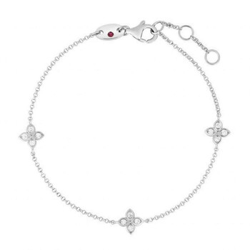 Love by the Yard Diamond Flower 3 Station Bracelet in White Gold, 7" Love by the Yard Diamond Flower 3 Station Bracelet in White Gold, 7"