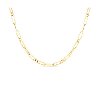 Thin Paper Clip Link Necklace 17" in 18kt Yellow Gold Thin Paper Clip Link Necklace 17" in 18kt Yellow Gold
