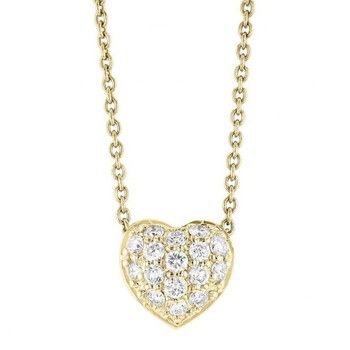 Tiny Treasures Puffed Diamond Heart Necklace in Yellow Gold - 001549AYCHX0