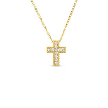 Yellow Gold Small Diamond Cross Pendant Necklace Yellow Gold Small Diamond Cross Pendant Necklace