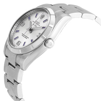 Airking Silver Arabic Blue Index Engine Turned Bezel Men's Watch 114210SABLSO