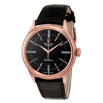 Cellini Black Dial 18K Rose Gold Automatic Men's Watch 50505BKSRL