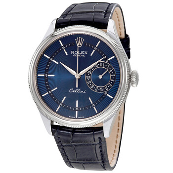 Rolex Cellini Automatic Black Dial Men's Brown Leather Watch