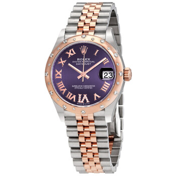 Datejust 31 Aubergine Dial Ladies Steel and 18kt Everose Gold Jubilee Watch 278341AURDJ
