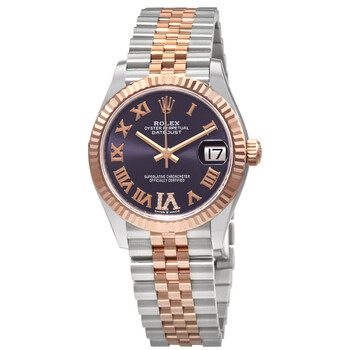 Datejust 31 Aubergine Diamond Dial Automatic Ladies Steel and 18kt Everose Gold Jubilee Watch 278271AURDJ