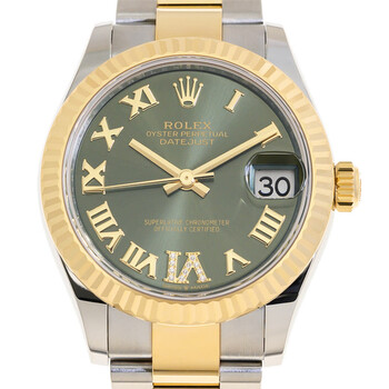 Rolex Datejust 31 Olive Green Diamond Dial Ladies Automatic Steel