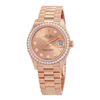 Rolex Datejust 31 Silver Floral Motif Diamond Dial Ladies