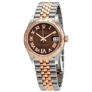 DateJust 31 Chocolate Diamond Dial Automatic Ladies Stainless Steel -18 ct Everose Gold Jubliee Watch 278341CHRDJ